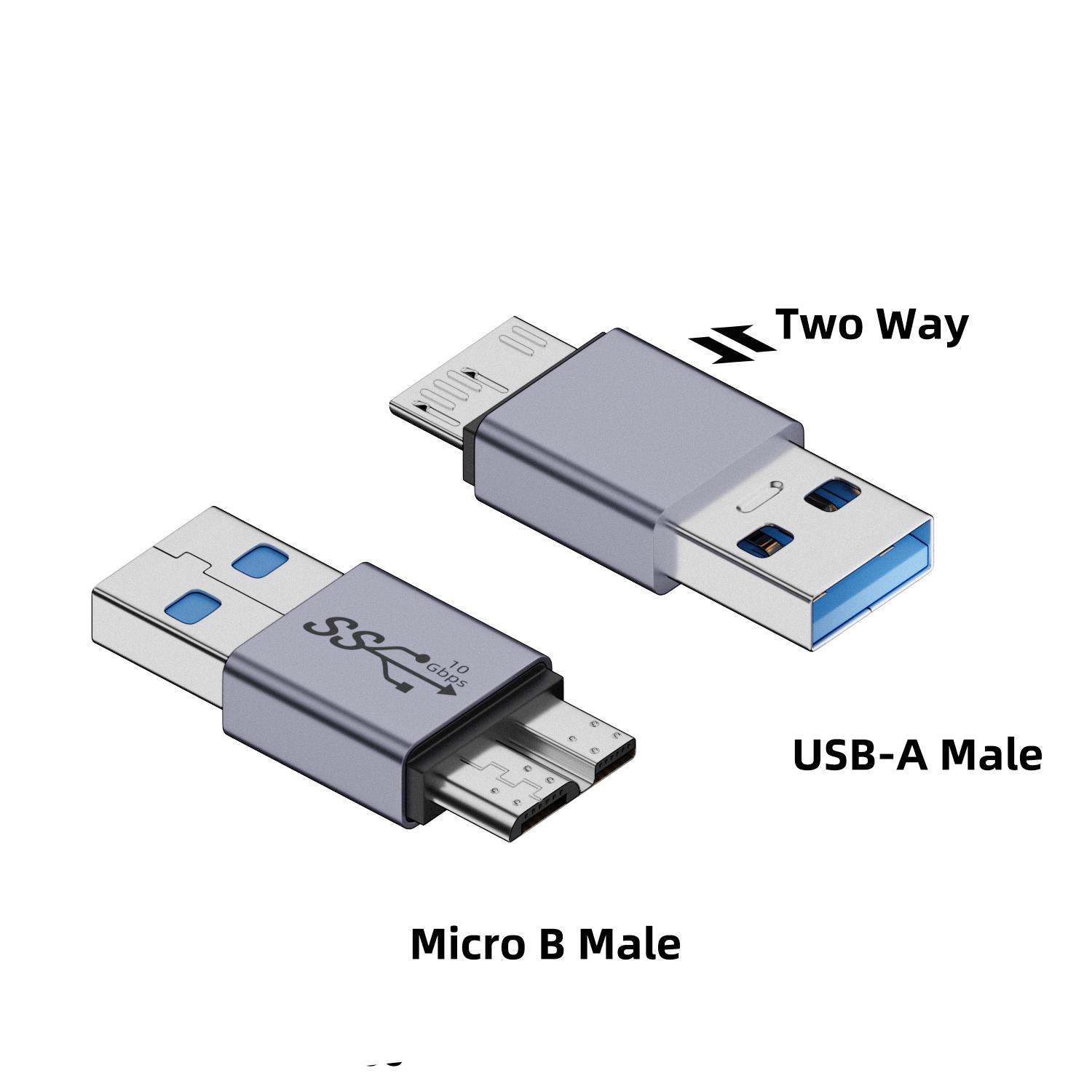 

USB3.0 Micro B to Type C Adapter Connector USB A to MicroB Data Transfer Converter for Laptop Hard Drive Disk,Portable Connector