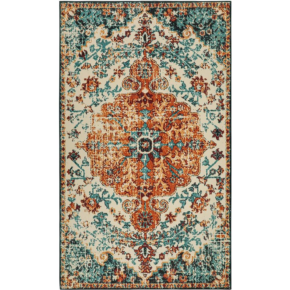 Boho Area Rug Tvättbar Matta för Sovrum Floral Badrumsmatta Halkfri Vintage Badmatta Inomhusmatta för Entré Flickrum
