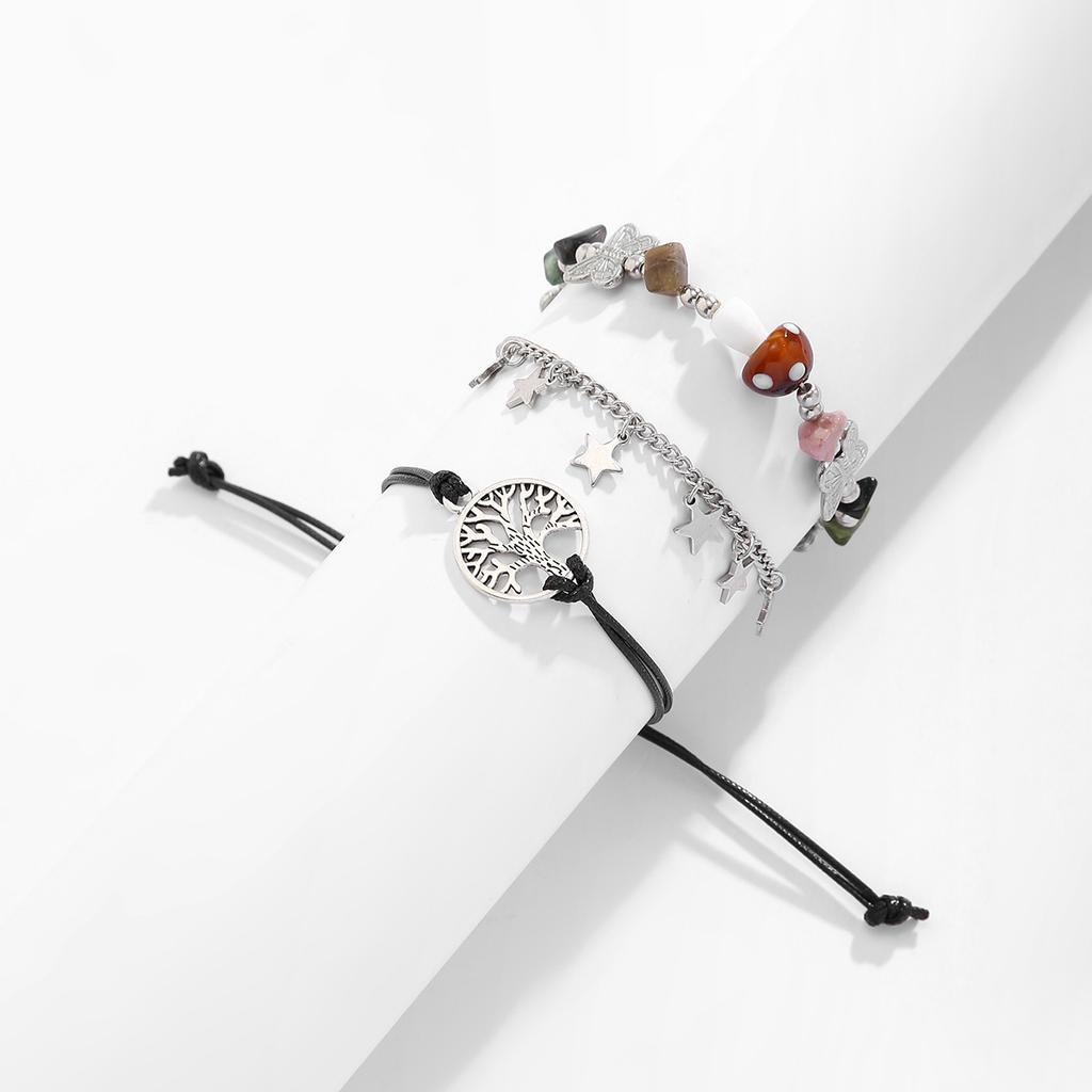 Accessories, Ethnic Style Mushroom Butterfly Multi-bracelet Set, Retro Tree of Life Star Jewelry