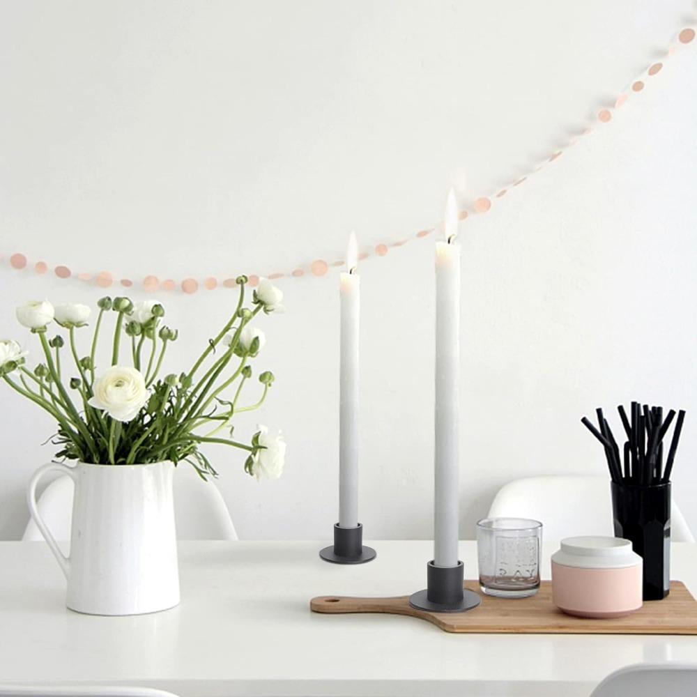 4Pcs Black Iron Candle Holders Taper Decorative Set Vintage Round Candle Holder Party Wedding Valentine's Day Decoration