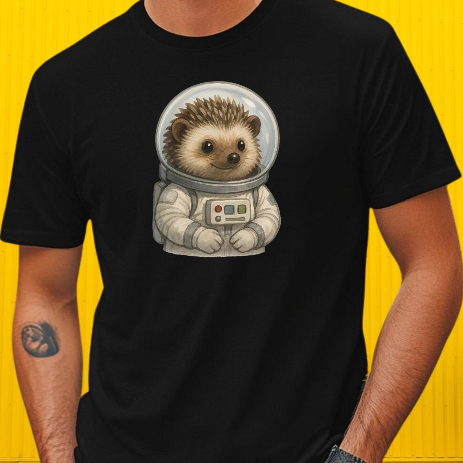 T-Shirt Herren Igel Astronaut Motiv Baumwolle Größe S bis 5XL XXXXL
