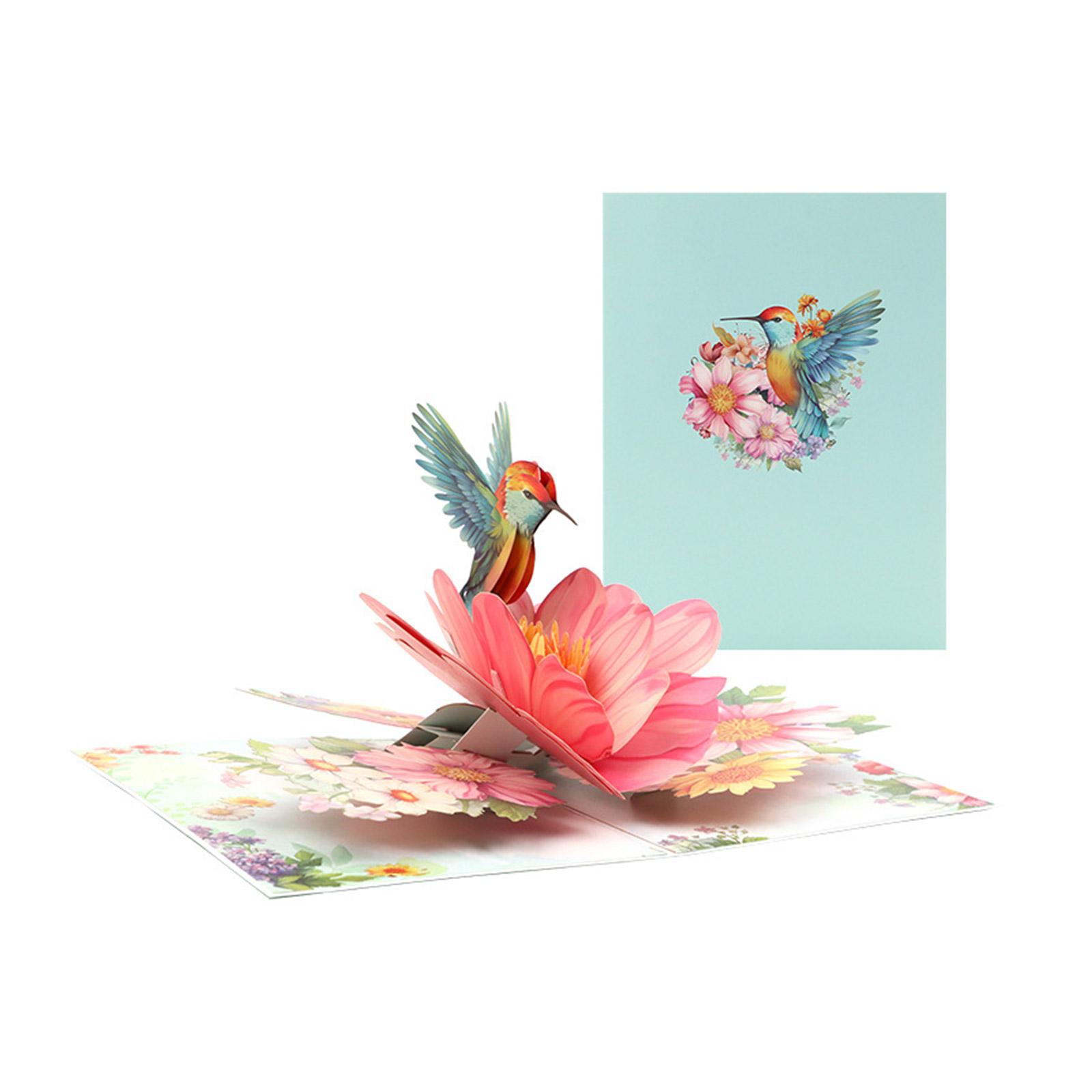 

Elegant 3D Hummingbird and Florals Greeting Card Invitation Card for Birthdays Weddings and Holidays Handmade Postcard