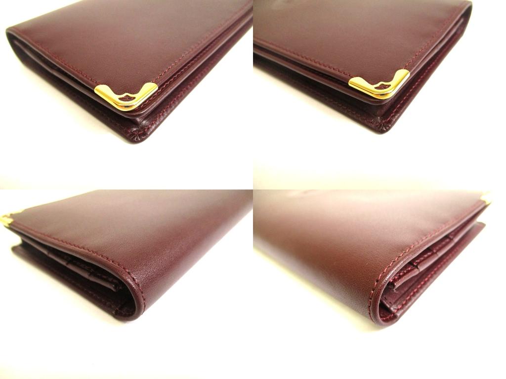 Authentic Cartier Must de Cartier Bordeaux Leather Bifold Long Wallet #a782  Refurbished