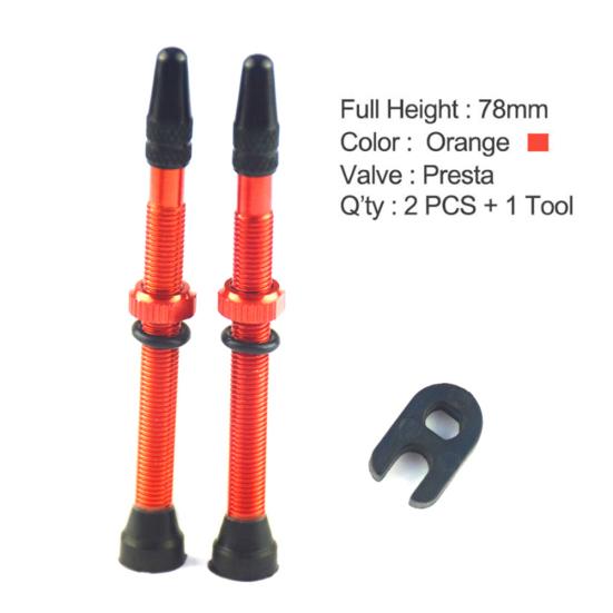 2Pcs 55/60/78mm Road MTB Bike Bicycle Tubeless Tires Alloy Presta Valve Stems