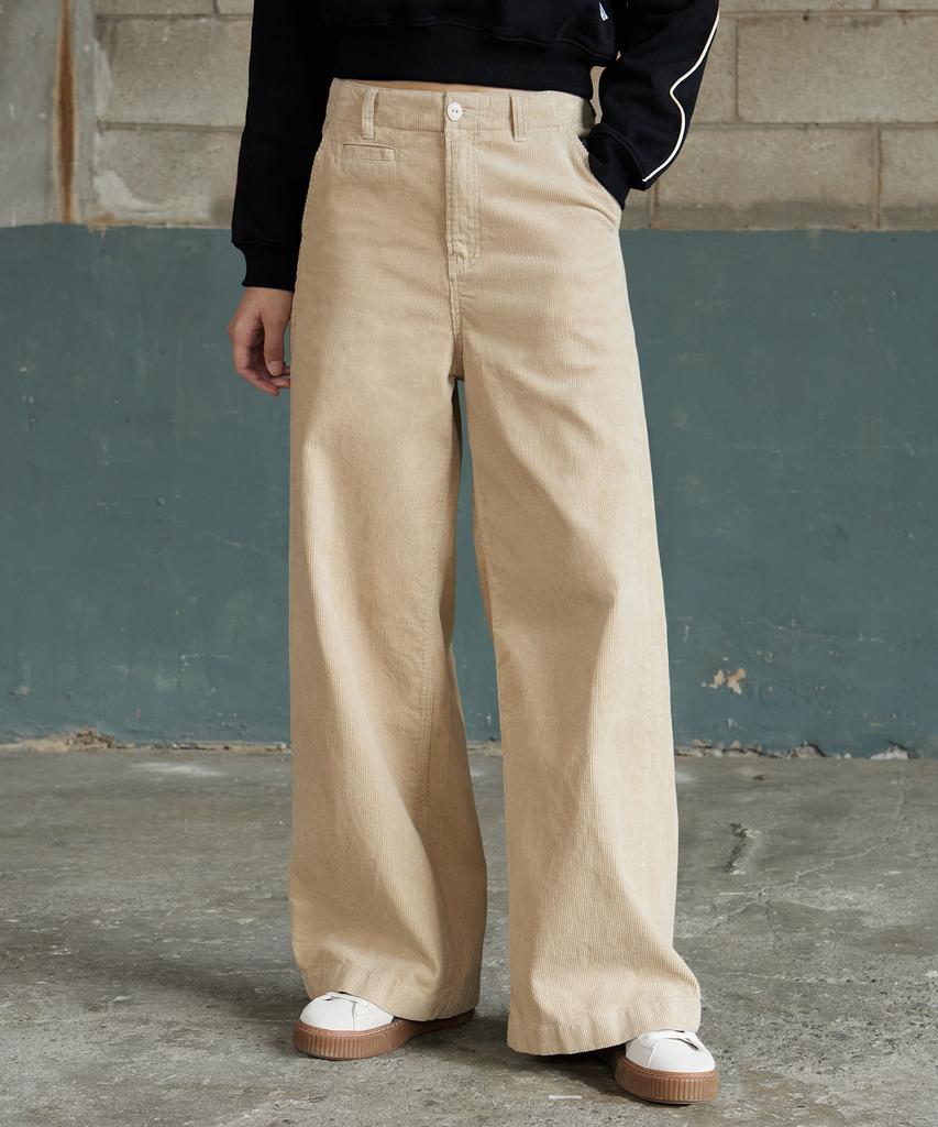 MAGOODGAN Chera 4806 Corduroy Wide Fit Beige Flare Pants