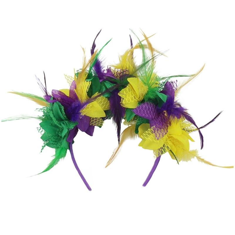 Feather Flapper Headbands Fat Tuesday Prom Dancer Headpiece for Party Carnivals Celebrations Headwear Hair Styling