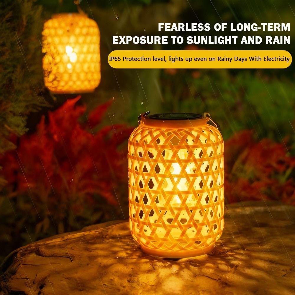 Waterproof Solar Lantern Warm Light Solar Powered Woven Landscape Chandelier 800 MAH Pendant Lights LED Decorative Lights