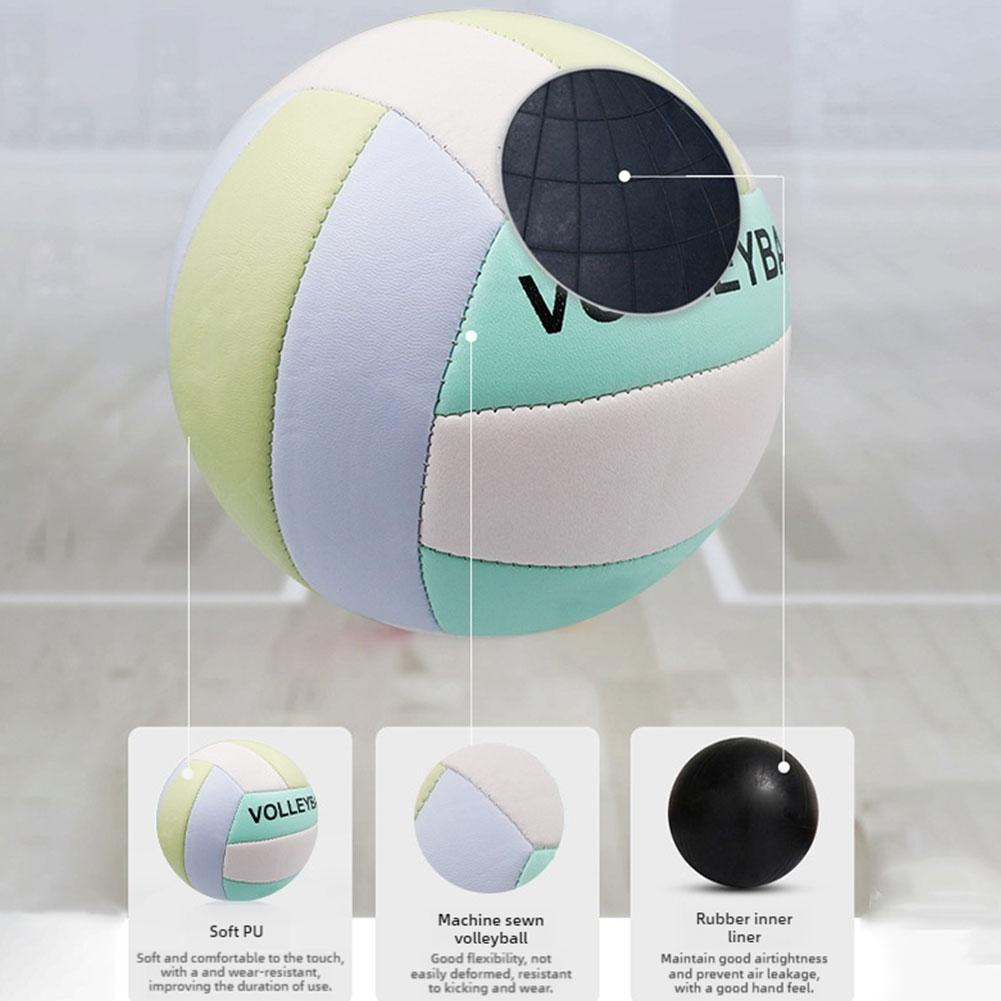 PVC Thickness Macaron Volleyball Official Size No.5 Machine Sewing Soft Beach Air Volleyball Professional Match Balls Non-Toxic