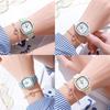 Student Fashion Square Heart Quartz Watch For High School Exams With Leather Strap