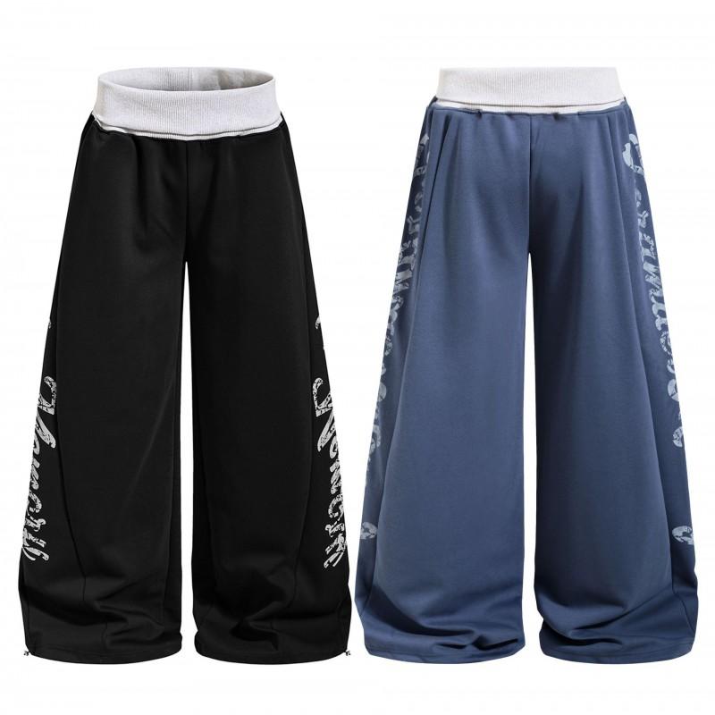 Unisex Retro Vintage Print Loose Wide Leg Sweatpants Street Dance Jazz Casual Wear