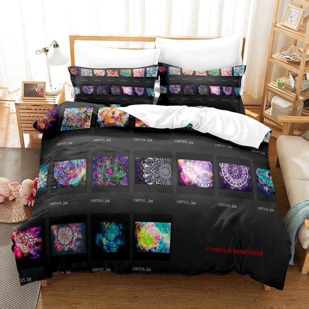 

Hand Painted Mandala American Three-Piece Bed Sheet Quilt Set High Definition Digital Printing Home Textile Bed Sheet Set 135 * 200
