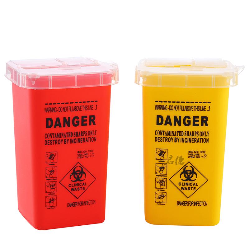 

Sharps Disposal Container for Tattoo Needles - Needle Waste Collection Bucket красный
