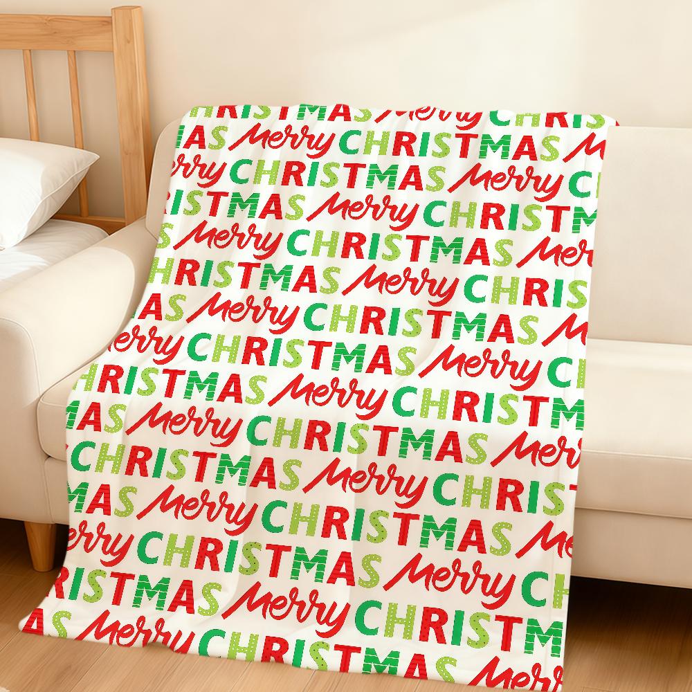 Christmas Pattern Red Green Stripes Flannel Soft Warm Plush Blanket Sofa Living Room Pet Hogar Bedroom Gift Home Car Portable