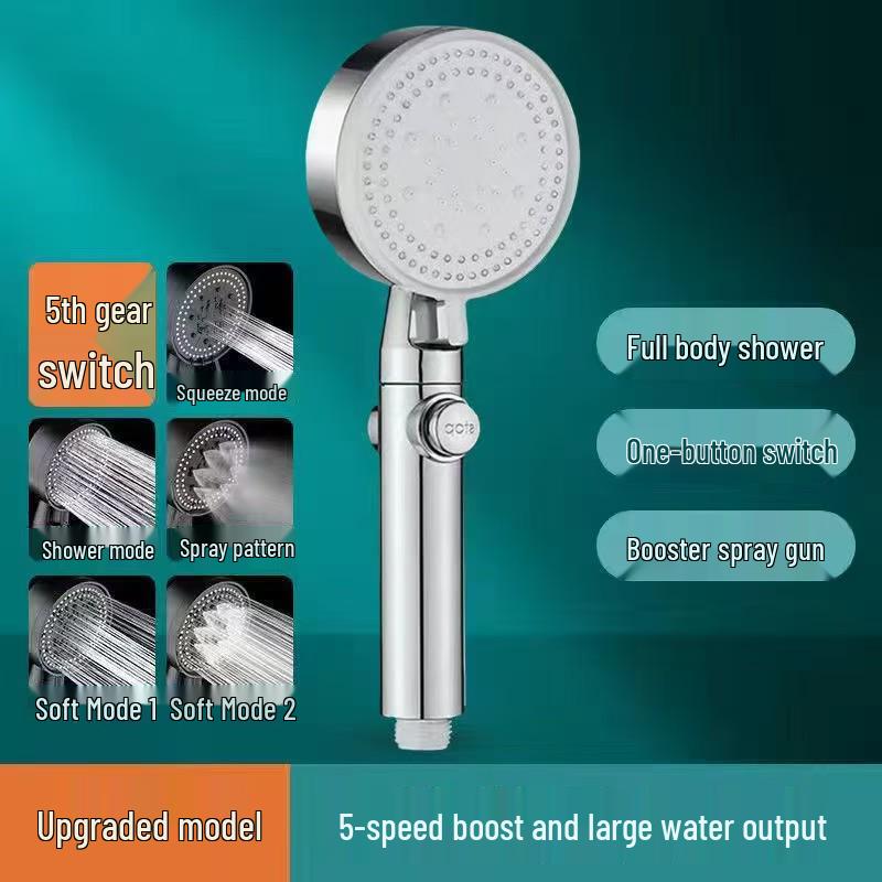 Pressurized Rain Shower Head Set for Household Bathroom with Water Heater Compatibility