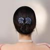 Elegant Blue Peacock Rhinestone Pearl Hair Clip - Retro Twist Bun Accessory