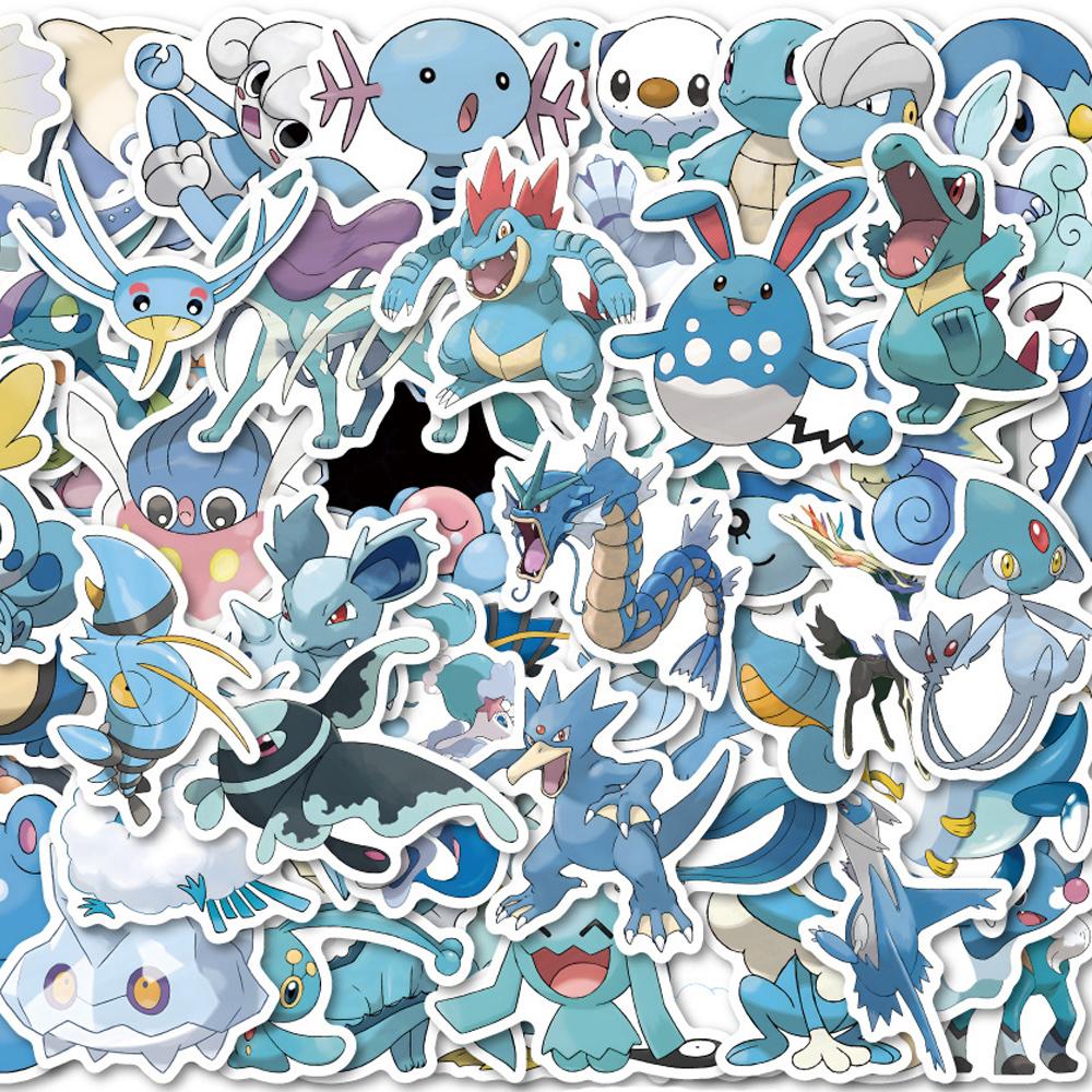 10/30/50pcs Blue Cute Stickers Kawaii Pikachu Anime Decal DIY Nootebook Suitcase Water Bottle Cartoon Graffiti Sticker