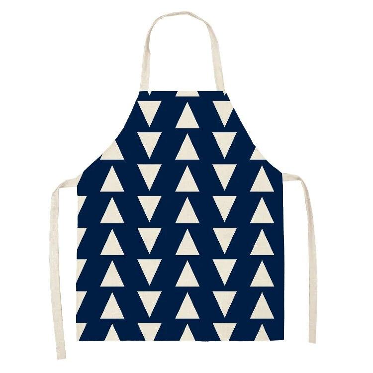 Kitchen Apron Navy Blue Geometric Pattern Kitchen Sleeveless Apron Linen Bib Home Cleaning Tools Cooking Apron Dinner Apron