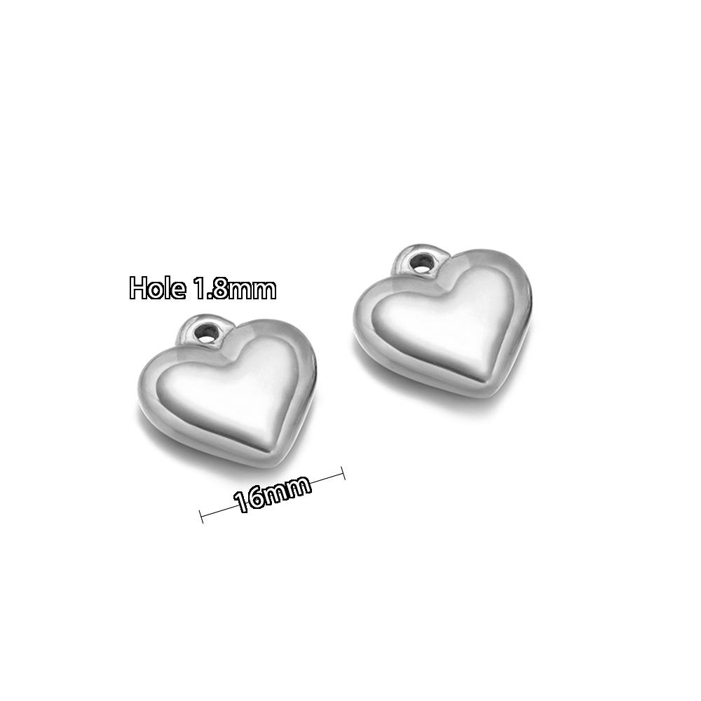 5pcs Stainless Steel New Fashion Three-dimensional Heart Charms Pendants PVD Gold Plated Necklace Homemade Bracelet DIY Jewelry