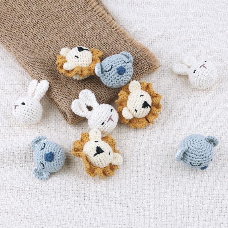 Uncinetto Testa di Animale Lavorazione a Maglia Perline Fai da Te Catena per Ciuccio da Bambino Accessori Masticabili Dentizione per Neonati e Bambini Piccoli Fatto a Mano Durevole