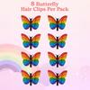 8Pcs Women Hair Clips Rainbow Butterfly Decor Hairpins 3D Wing Design Perfect Size Women Girls Hair Pins Hair Accessories