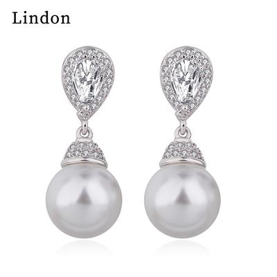 Lindon – boucles d'oreilles en alliage de cuivre et Zircon pour femmes, cadeaux de fête de mariage