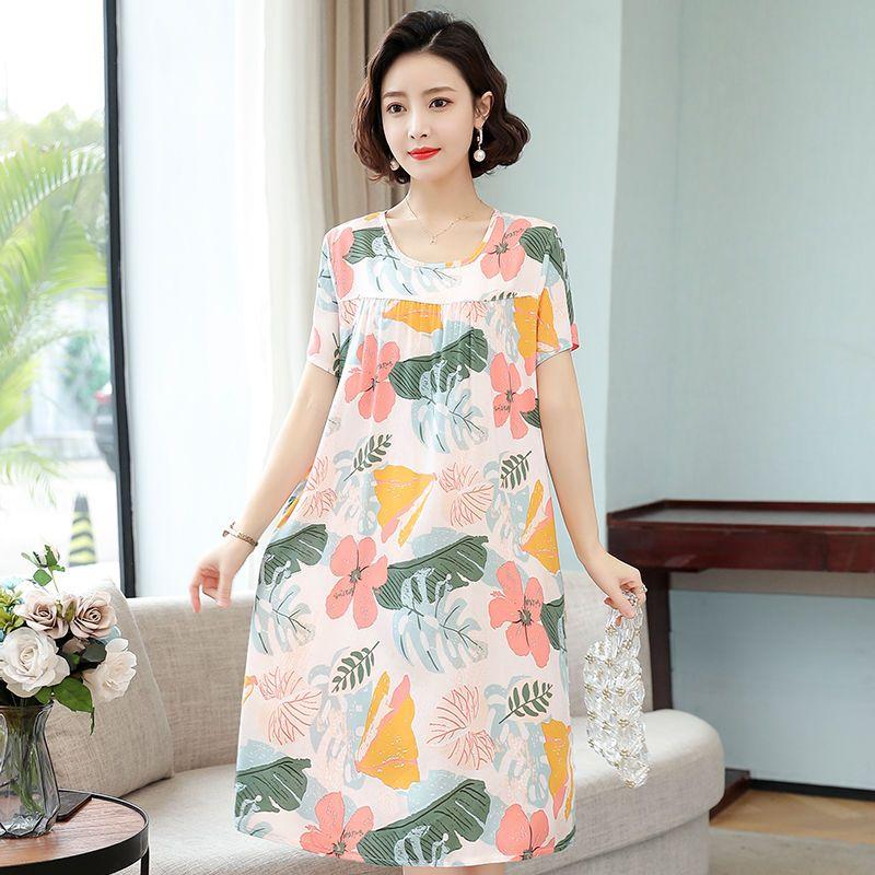 

Пижамное платье, женское летнее длинное платье с короткими рукавами, пижамное платье из искусственного хлопка для мамы L