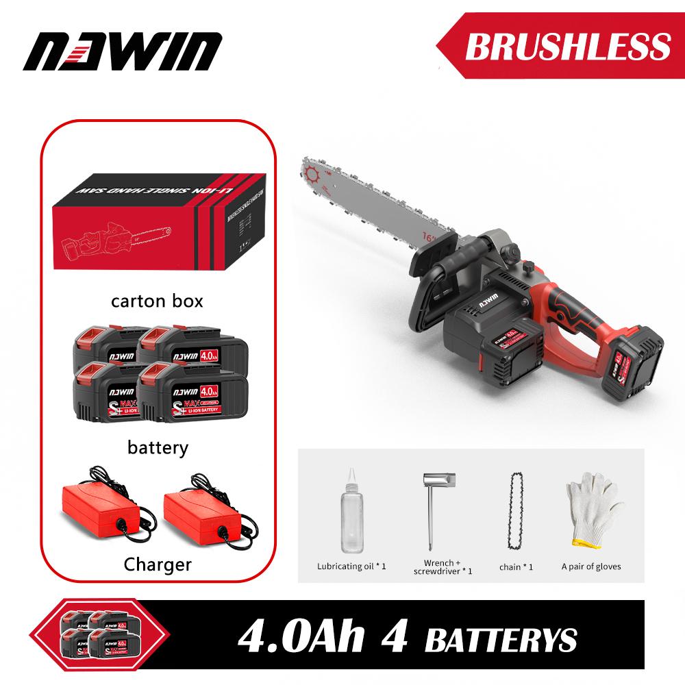 NAWIN 16'' Electric Chain Saw Brushless Industrial 720r/min DIY Set For Electric Woodworking Tool Lumbering