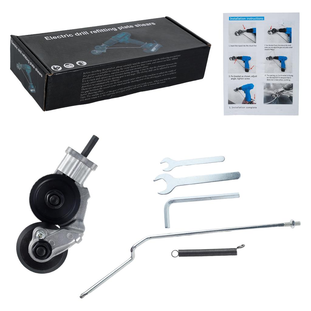 Electric Drill Shearing Machine Professional Electric Drill Plate Cutter with Wrench Safe Metal Nibbler Drill Attachment