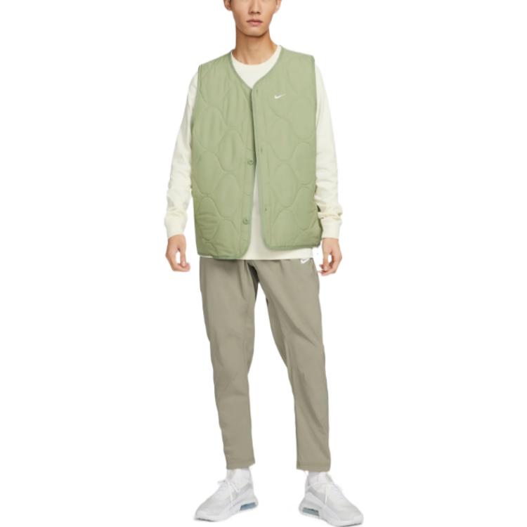 Nike Solid Color Warm Military Style Cotton Vest Men Outerwear Olive-Green DX0891-386