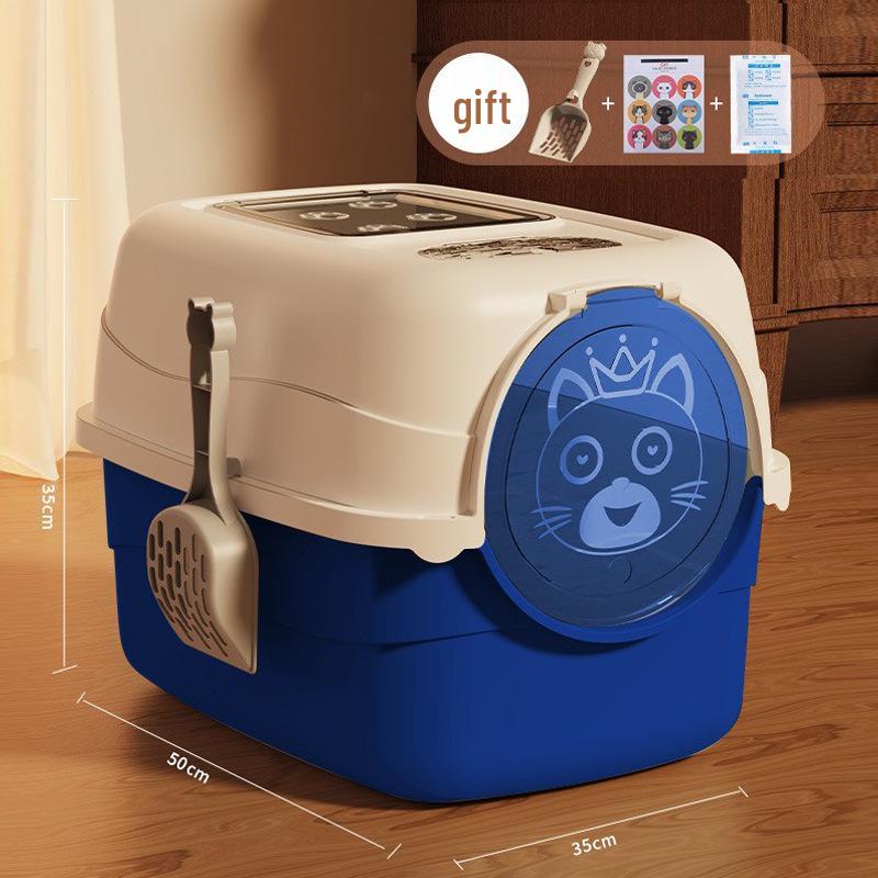 Fully Enclosed Oversized Cat Litter Box with Deodorizing Anti-Splash Design