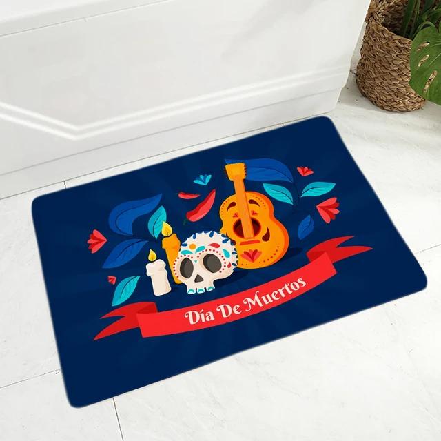 Cartoon Mexico Day of The Dead Entrance Doormat Home Decor Sugar Skulls Kitchen Hallway Rugs Bathroom Non-slip Floor Mat