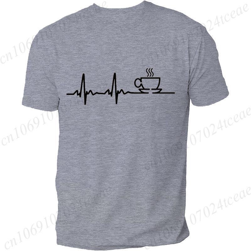COFFEE ECG EKG MENS T-SHIRT LOVER GREAT FUNNY GIFT IDEA PRESENT CAFFEINE MEME Summer Men's Tee Top Men's Street Casual Clothing