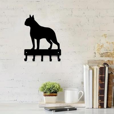 1pc Boston Terrier Dog Key Rack & Leash Hanger - 9 Inch/6 Inch Wide Metal Wall Art for Stylish Organization