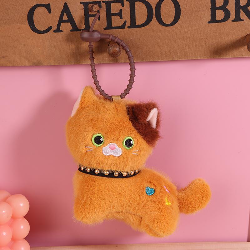 Cute Cat Plush Toy Keychain Cartoon Kitten Soft Stuffed Doll Pendant Car Key Ring Backpack Bag Decor Kid Gift