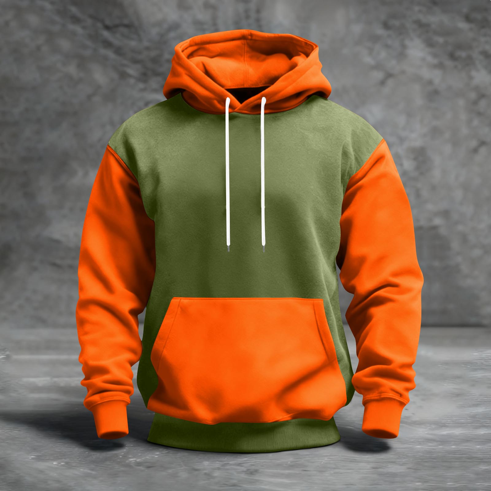 

Чоловічий світшот з капюшоном у кольоровій гамі з кишенями, повсякденний та зручний XL шафрановий