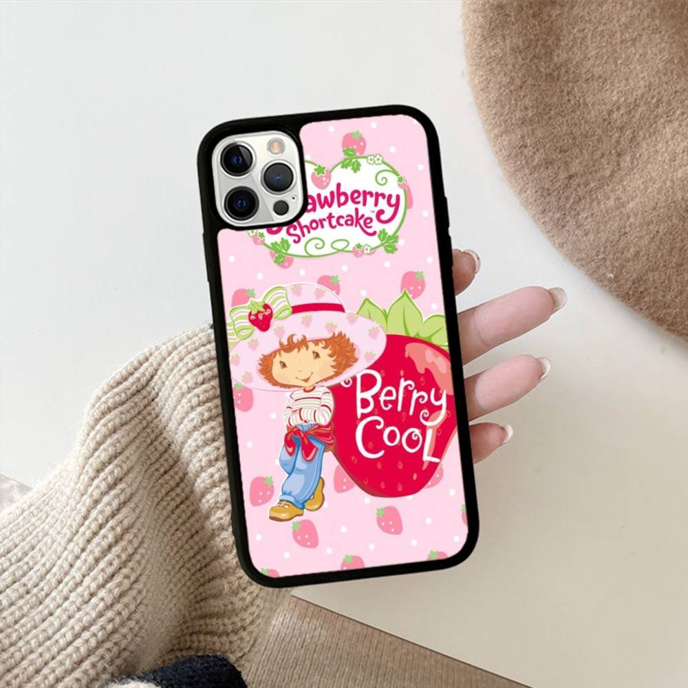 S-Strawberry Cartoon S-Shortcake Girl For IPhone 17 16 15 14 13 12 11 Pro Max Plus Mini PC+TPU Back Phone Cover