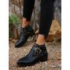 Fashion Plus Size Chelsea Boots with Studs Buckle Chunky Sole Women's Ankle Boots
