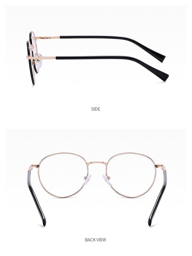 81565 Women's Fashionable Anti-Blue Light Oval Metal Frame Glasses