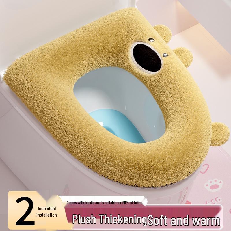 Waterproof Velvety Toilet Seat Cover with Zipper - Thick, Dirt-Resistant, All-Season & Washable