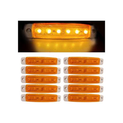 10 KS Jantarové 6 LED Jantarové Boční Obrysové Světlo Indikátor Vzdálenosti pro Nákladní Automobil Přívěs RV Kabina Loď Autobus Nákladní Automobil