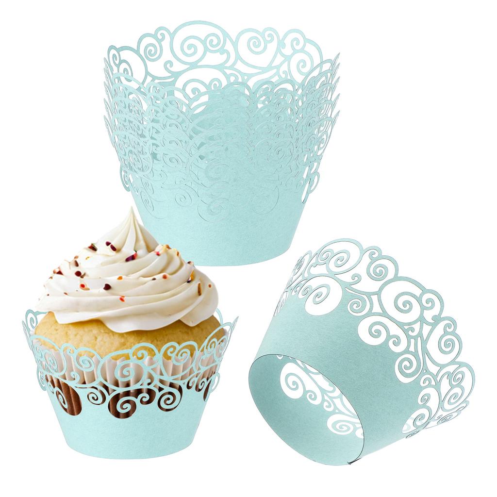 50 Pack Cupcake Wrappers Paper, Baking Cups Standard Cloud Decoration for Anniversary Birthday Weddings and Parties, Pink