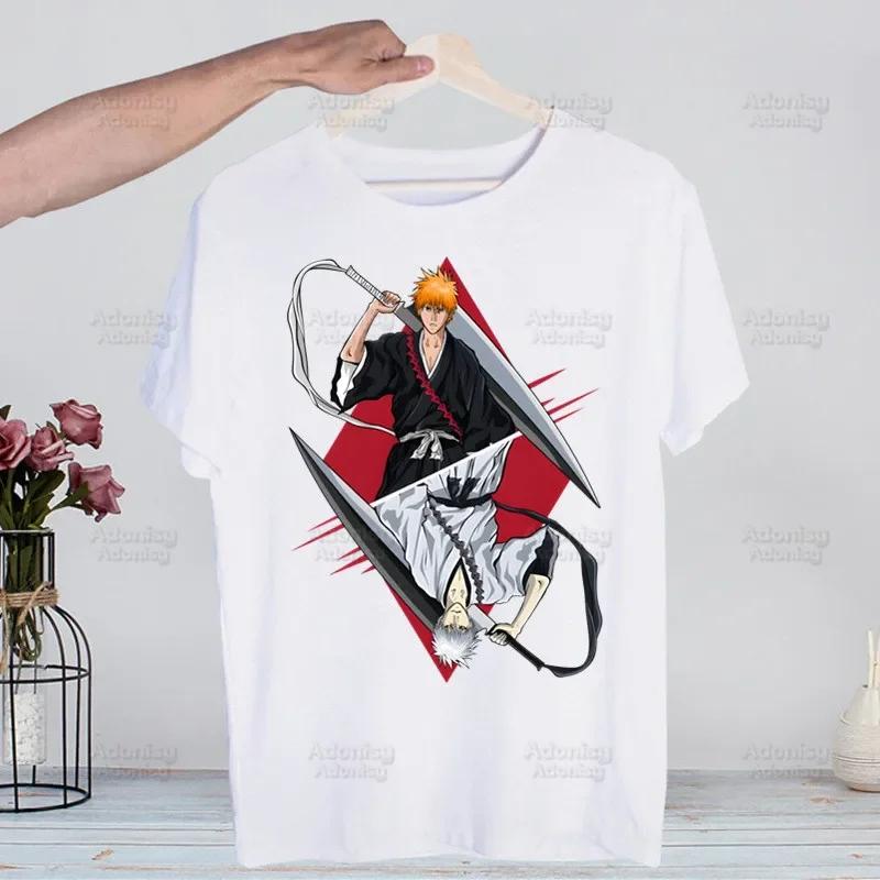 Bleach Kurosaki Ichigo Manga Anime Harajuku T-shirts Summer Men Hip Hop Funny Tshirt Streetwear t shirts Short Sleeve Tops