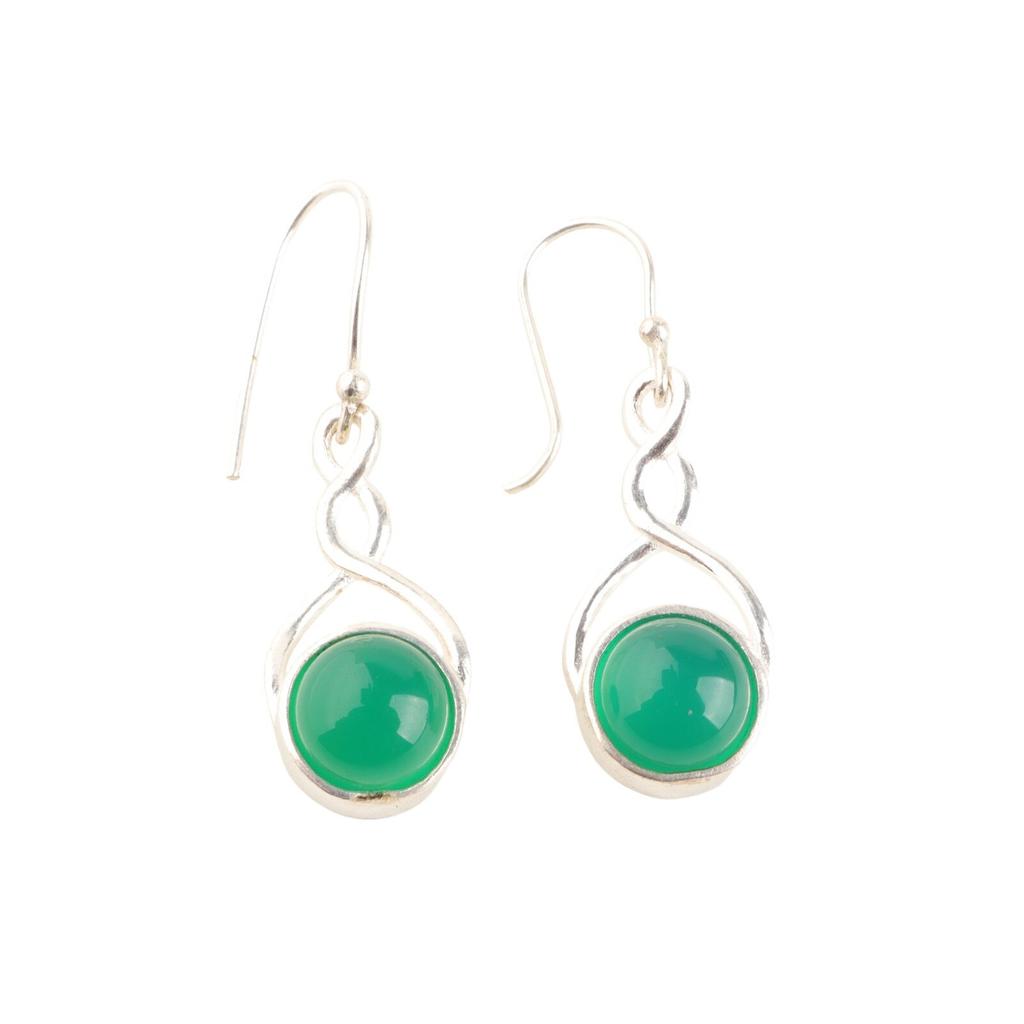 Beautiful Green Onyx Cab Gemstone 925 Solid Sterling Silver Dangle Earring 1.68" CE-15-30