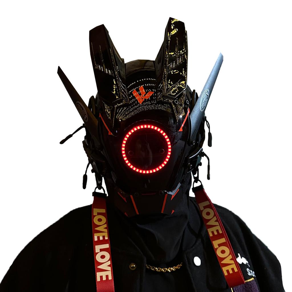 Jaupto Punk Mask Helmet Cosplay For Men, Futuristic Punk Techwear, Halloween Cosplay Fit Party Music Festival Accessories