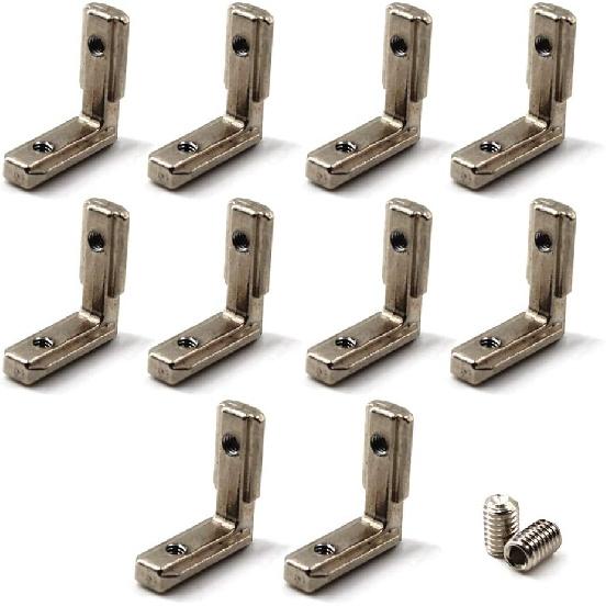 2020 Corner Bracket T Slot Corner Connector L-Shape Corner Joint Bracket for European Standard Aluminum Profile Come with Screws (Pack of 10)