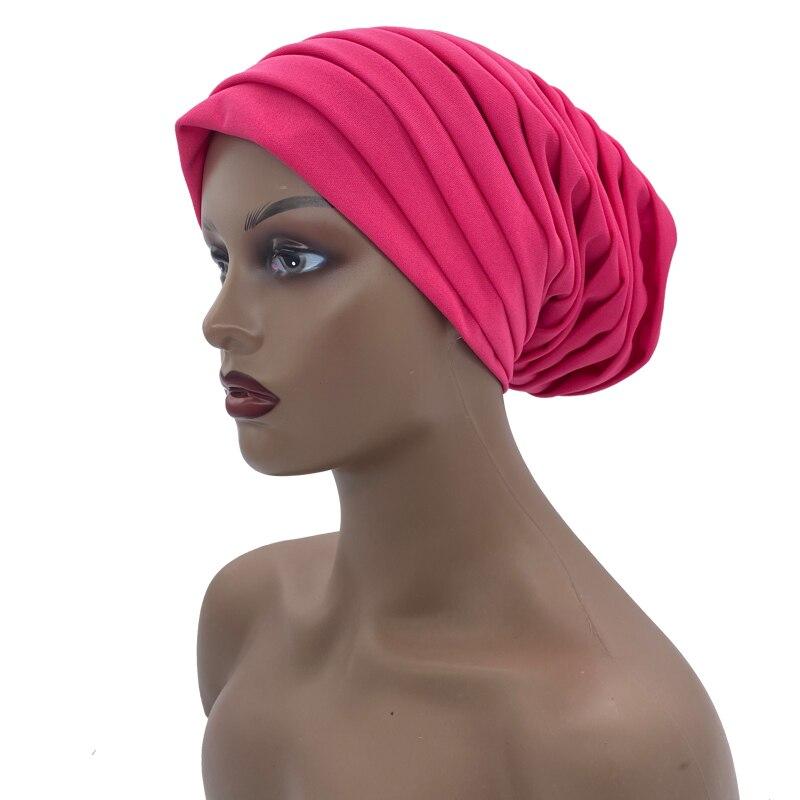 Solid Color Women Pleated Turban Hat