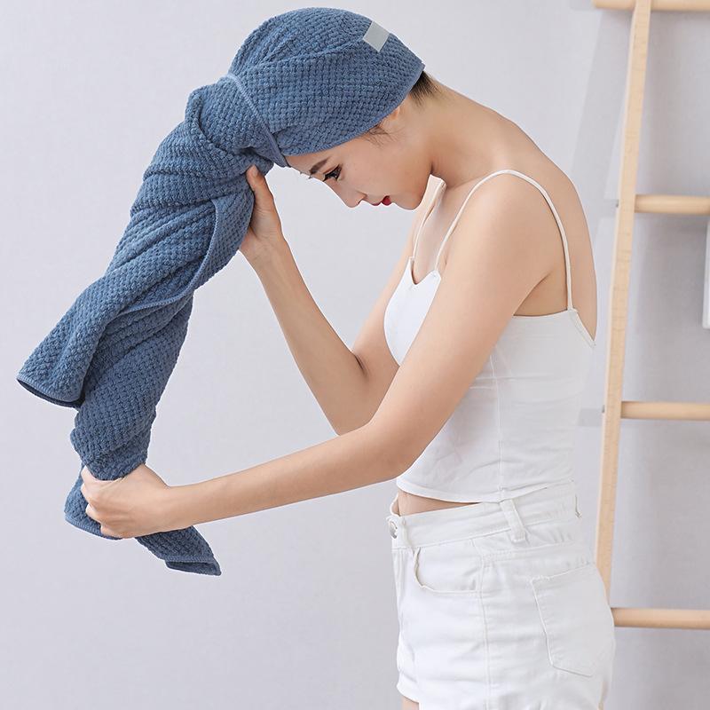 

Large headscarf Female coral fleece wrapped cloth with elastic band Quick-drying absorbent dry hair towel 60*100cm розовый