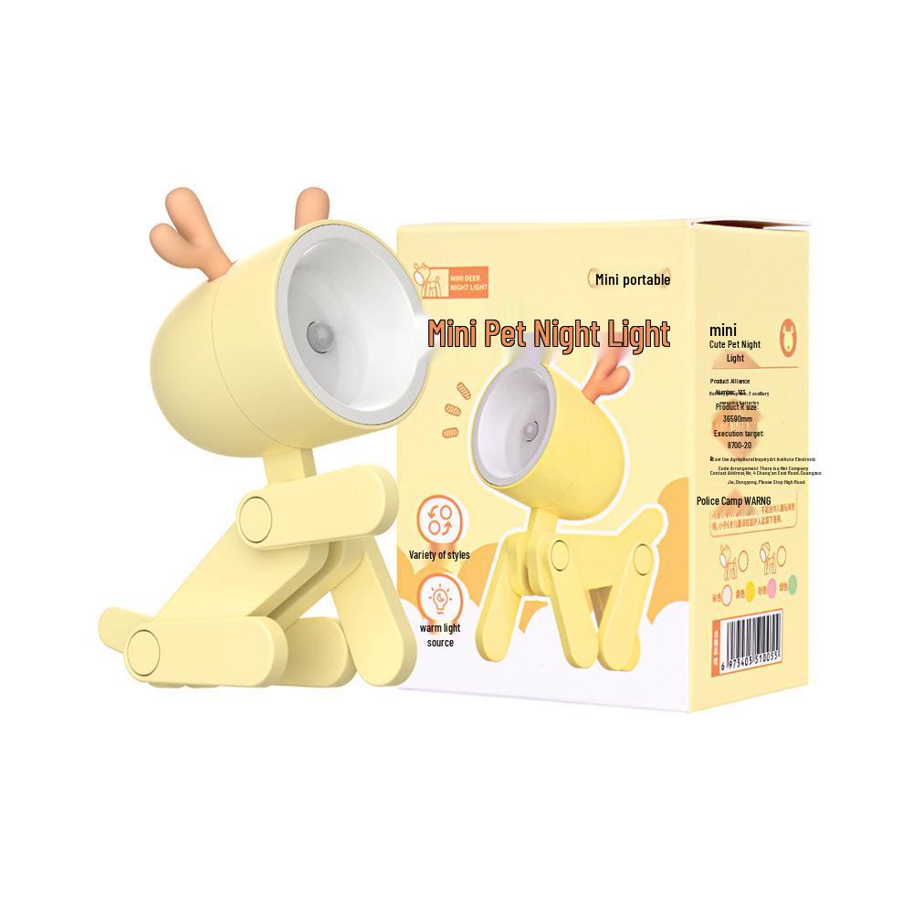 Creative LED Mini Night Light - Cartoon Pet Ears Folding Desk Lamp, Ideal Gift