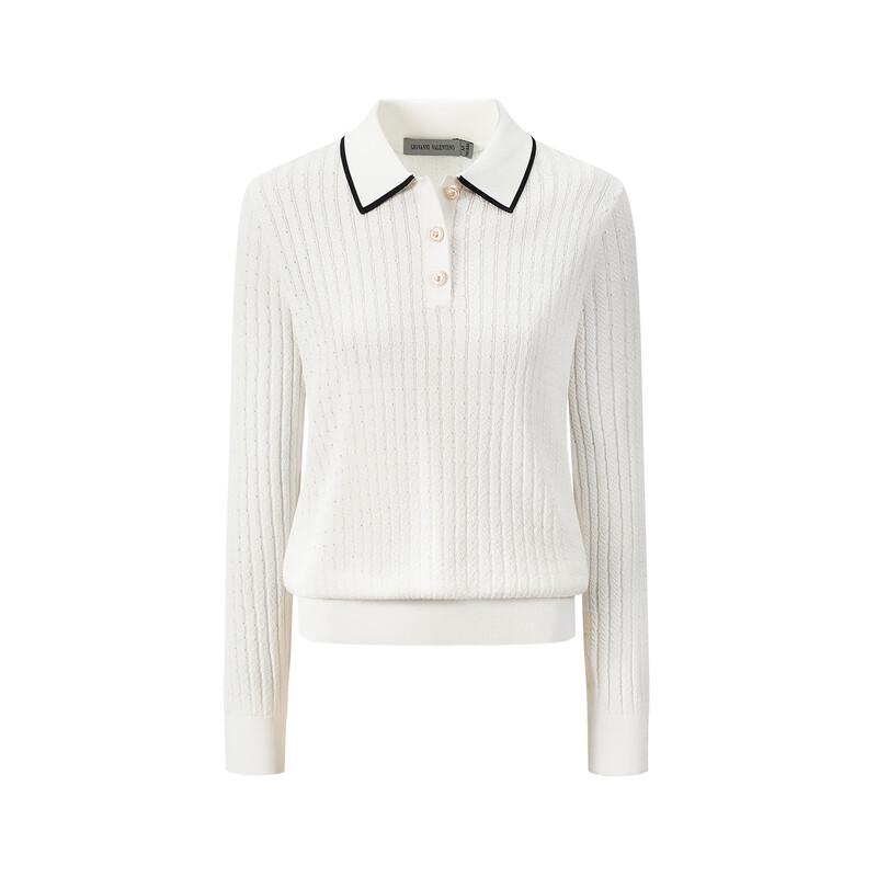 Giovanni Valentino Women's Cable Knit Polo Sweater