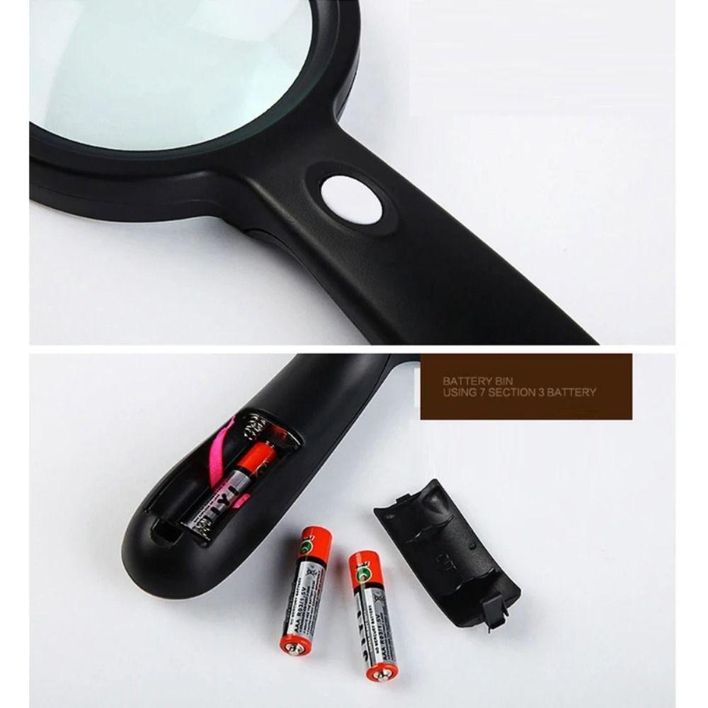With 2 LED Light Hand Held Magnifying Glass Illuminated Magnifier  Jewelry Identification